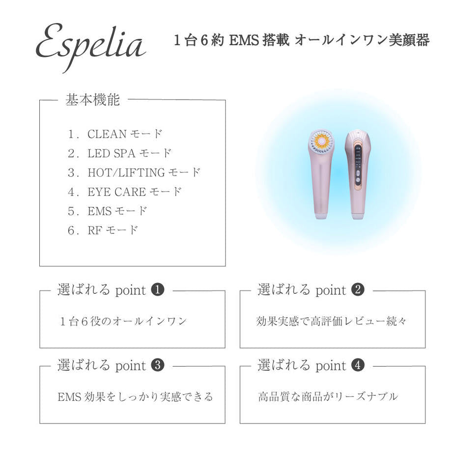 【10人シェア買い企画】Espelia（えすぺりあ）1台6役オールインワン美顔器
