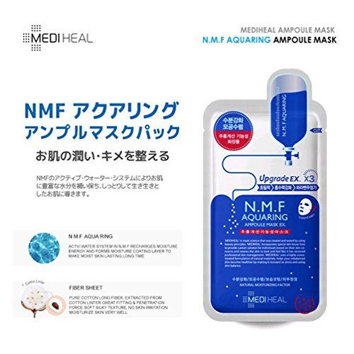 【10枚セット／送料込み】 メディヒール N.M.Fアクアリングアンプルマスク EX × 10枚 BTS 防弾少年団 MEDIHEAL シートパック マスク おすすめ 保湿 毛穴  潤い ハリ ツヤ 乾燥肌 お悩み 韓国コスメ シートマスク フェイスパック フェイスマスク コスメ 化粧品 美容 パック マスク ゆうパケット 送料込み