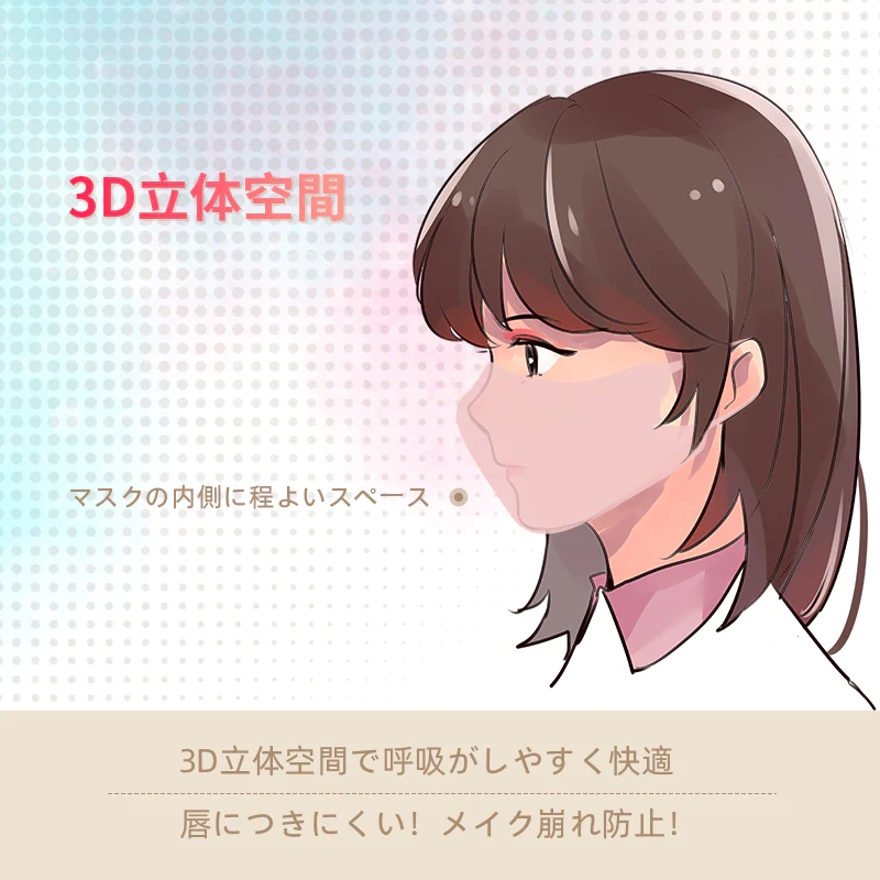 マスク　【ノーズワイヤー入り：スモーキーピンク】おしゃれ　耳紐同色　50枚　小顔 大人用　不織布 3D 男女兼用