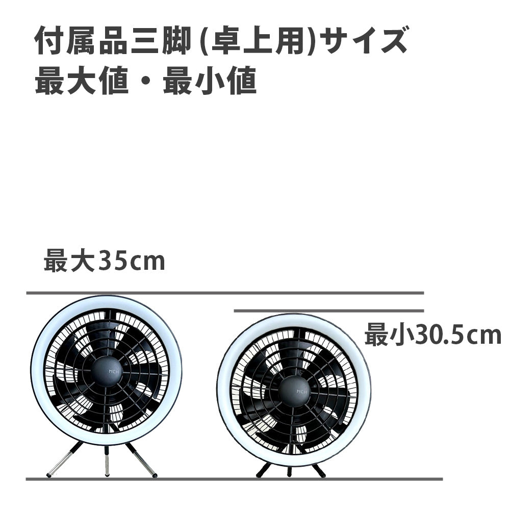 4way LEDライト付き　充電式扇風機