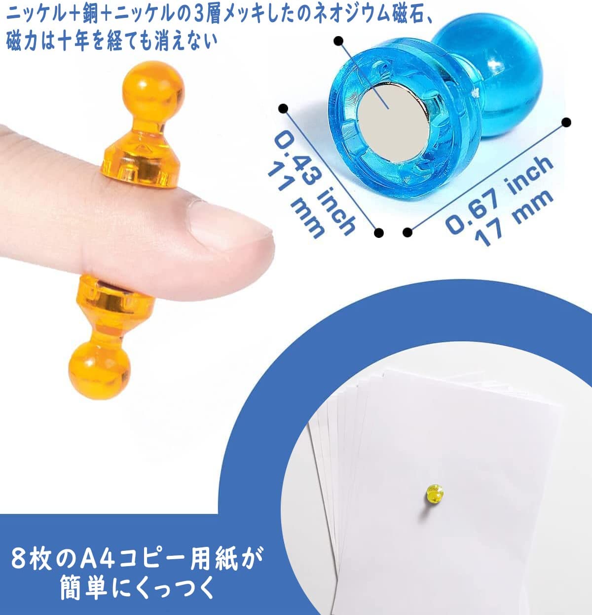 【32個セット】強力ネオジウム磁石★マグネットピンマグネット 冷蔵庫 ホワイトボード 事務所に最適 強力磁石 ピン カラーマグネット おもちゃ マグネットピン透明 ネオジム磁石 オフィス用品 事務用品 ホワイトボード 冷蔵庫 小型 便利 学校 オフィス 冷蔵庫 デザイン