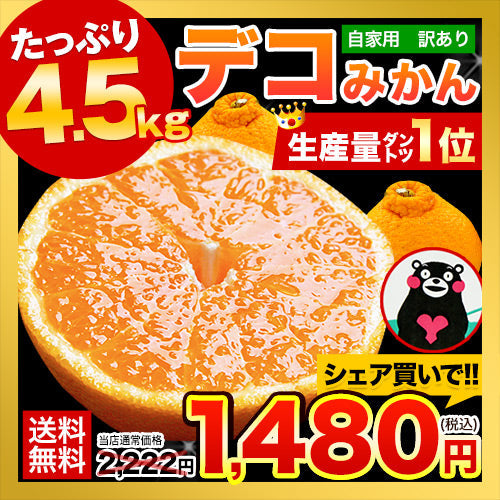 訳あり デコみかん 4.5kg 送料無料 不知火 みかん ミカン 熊本県産 訳あり デコポン と同品種 熊本 柑橘 目玉商品 くまもと風土《3月末頃～4月中旬頃より発送予定》【特産品・ご当地特集】【家計お助けSALE】