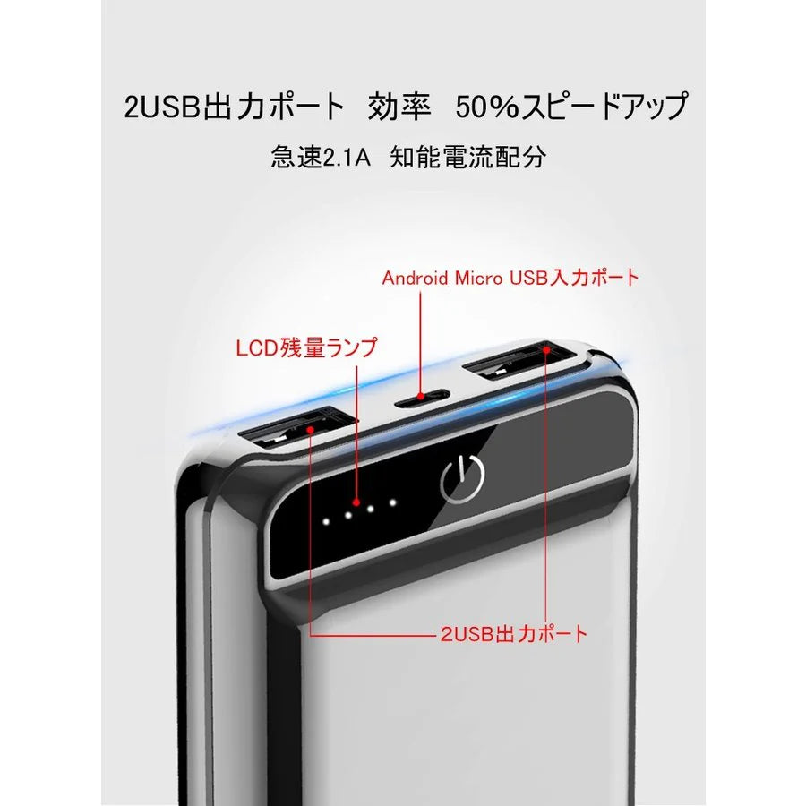 高評価商品】ローズゴールド 10000mAh 大容量 モバイルバッテリー 急速