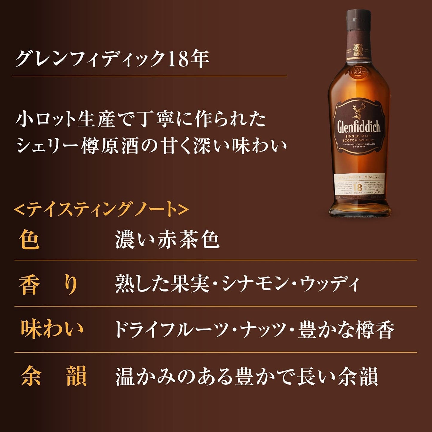 シングルモルトウイスキー グレンフィディック 18年 スモールバッチリザーブ 700ml 1本【12本まで1個口配送可能】