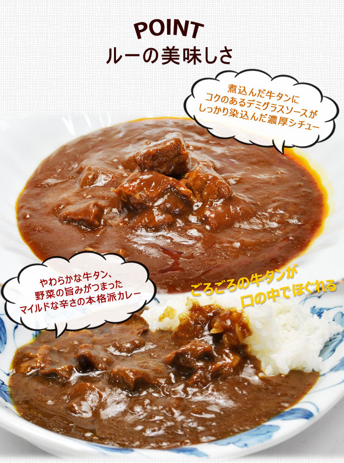 牛タンビーフカレーと牛タンビーフシチュー 2袋 （各1袋） 旨いと人気のレトルトカレー ゴロッと柔らかいタンがたっぷり入ったレトルトカレー シチュー