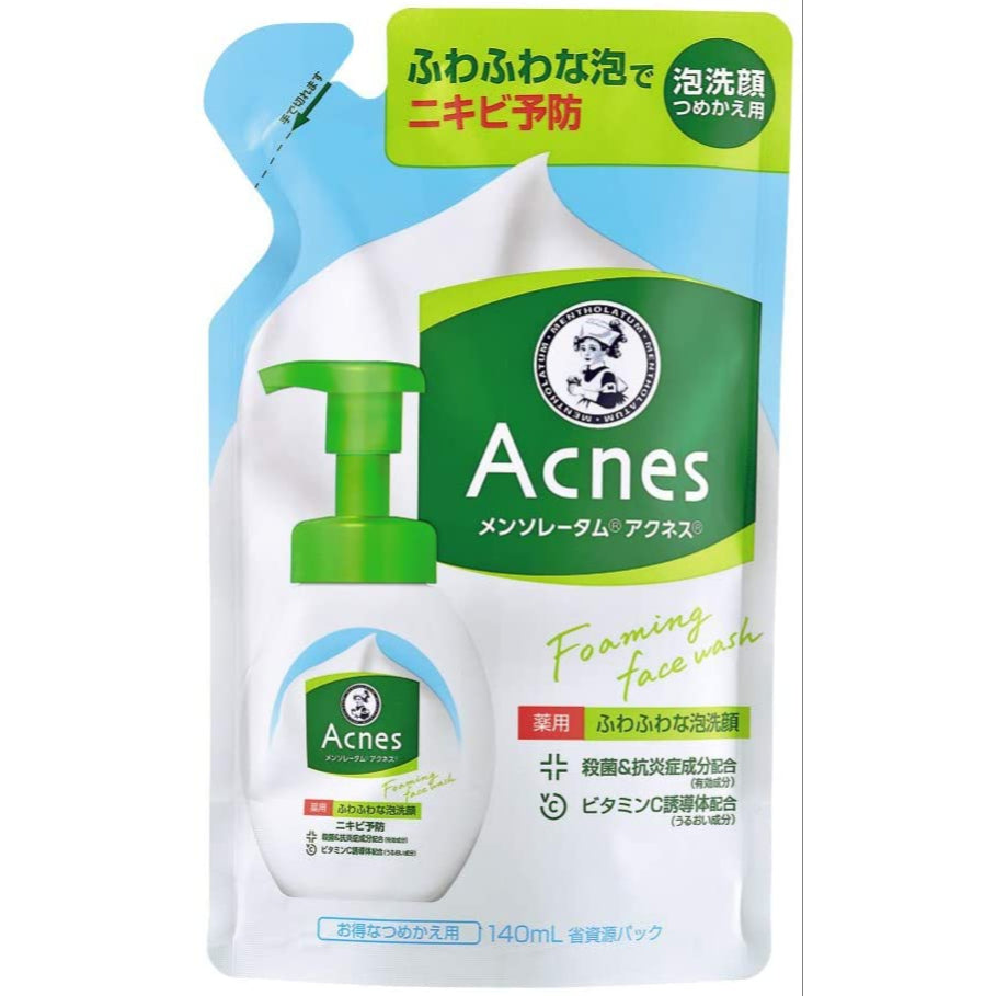 40mL×4袋 メンソレータム アクネス ニキビ予防薬用ふわふわ泡洗顔 詰替用