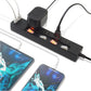USB充電ポート付 電源タップ 2ポート合計2.4A出力 コンセント 4口 1m 雷ガード  18ヵ月保証 テレワーク スマホ タブレット コンセントタップ USBタップ 延長コード【ブラック】