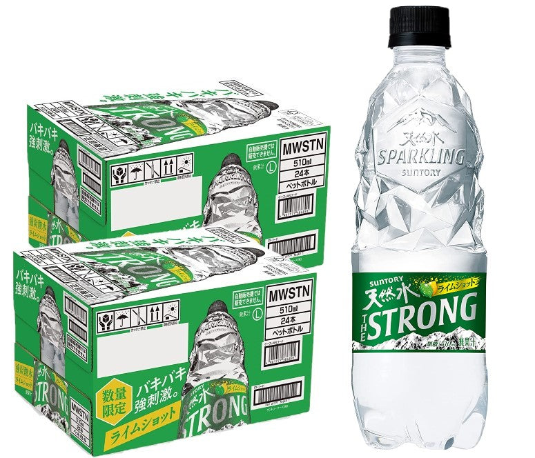 2/15限定全品P3倍 【送料無料】 サントリー 天然水 THE STRONG ザ ストロング ライムショット 510ml×2ケース/48本炭酸水