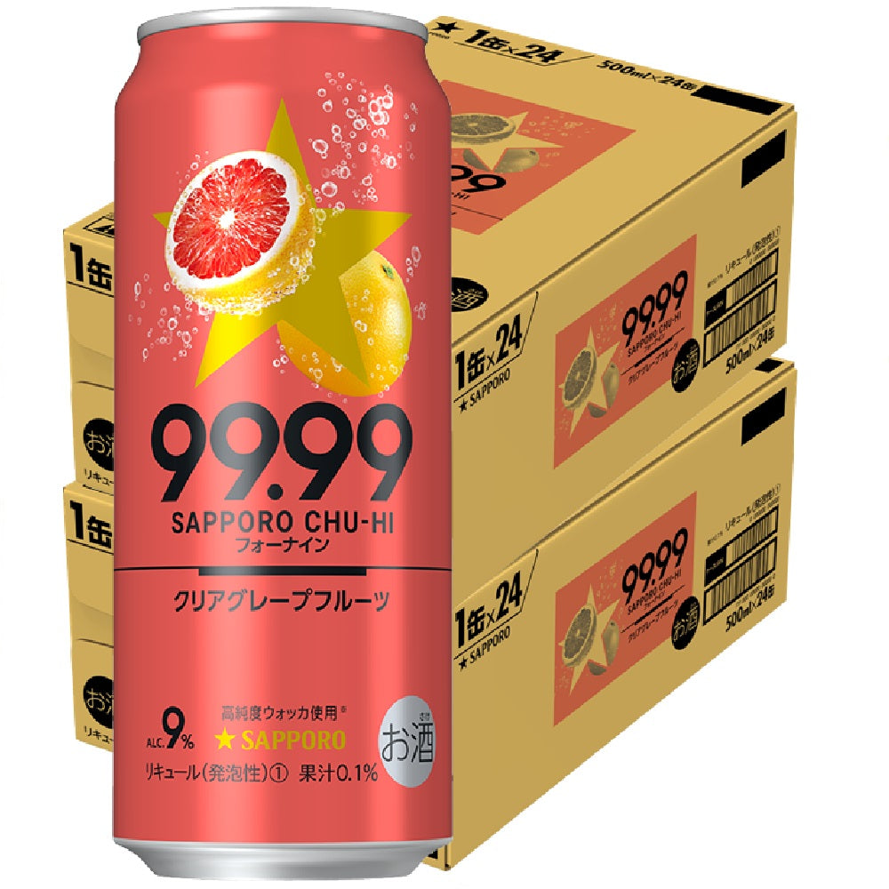 【送料無料】サッポロ チューハイ 99.99 フォーナイン クリアグレープフルーツ 500ml×48本/2ケース