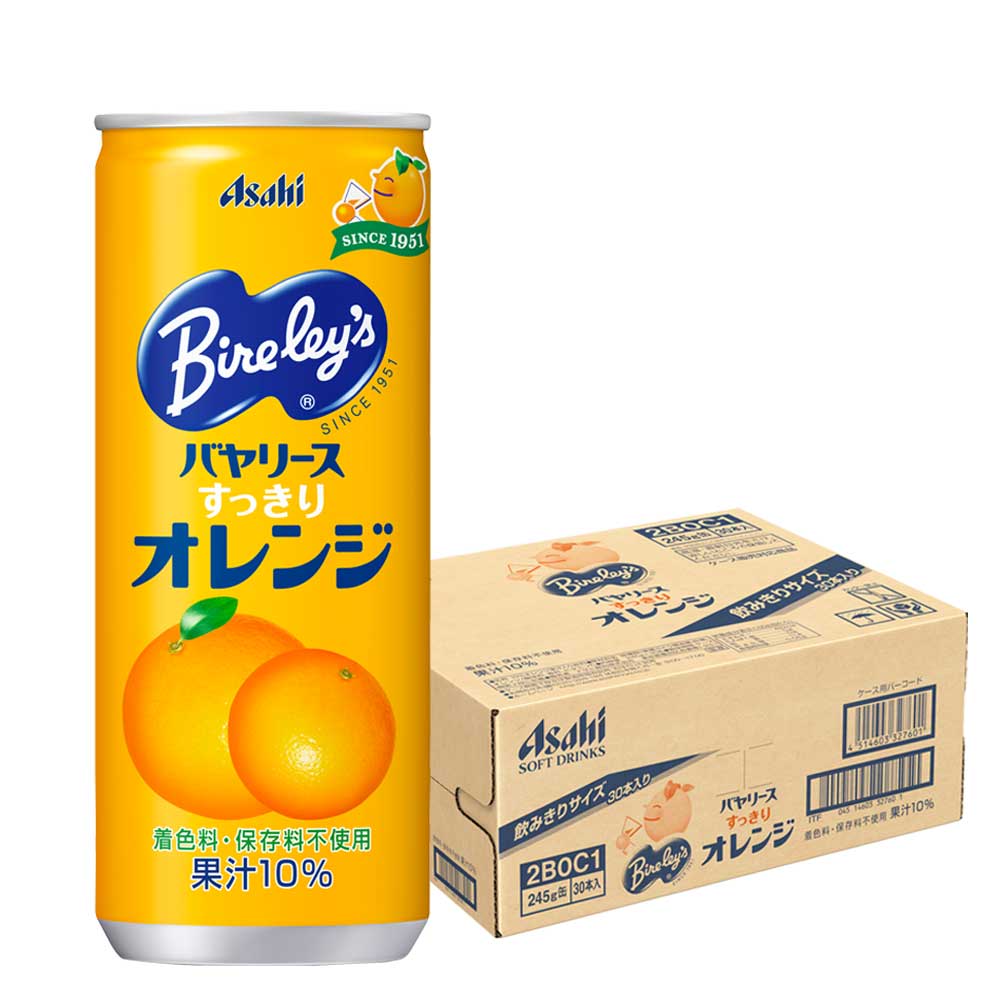 【送料無料】 アサヒ バヤリース オレンジ 245ml缶 ×30本【ご注文は3ケースまで同梱可能です】