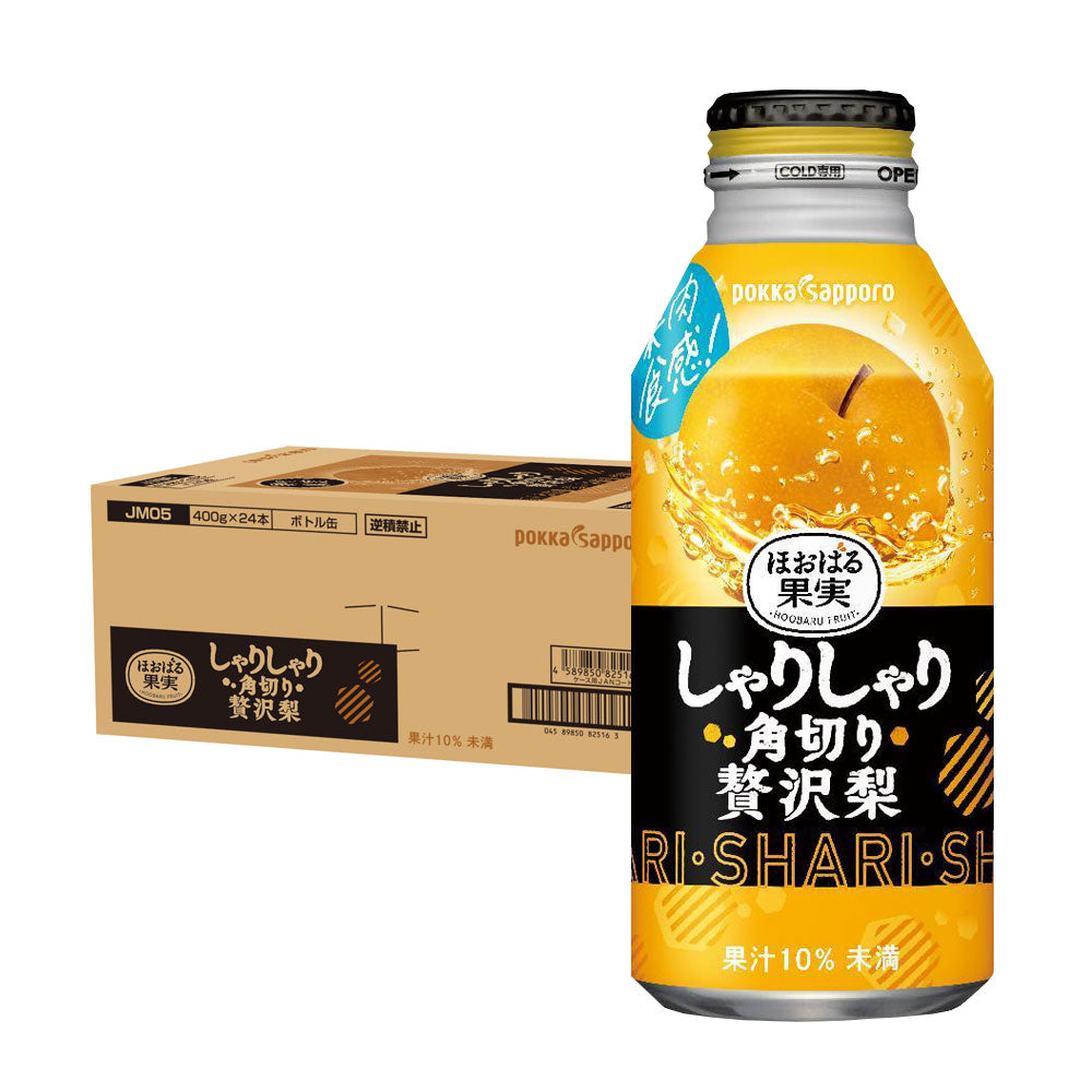 【送料無料】ポッカサッポロ フード&ビバレッジ しゃりしゃり角切り贅沢 梨 400g×24本【ご注文は2ケースまで一個口配送可能】