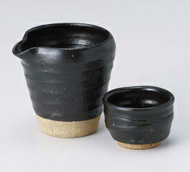 黒織部グイ呑 盃 さかずき 酒器 日本酒 飲食店 料亭 美濃焼 日本製 国産   陶器のふる里  trysミ