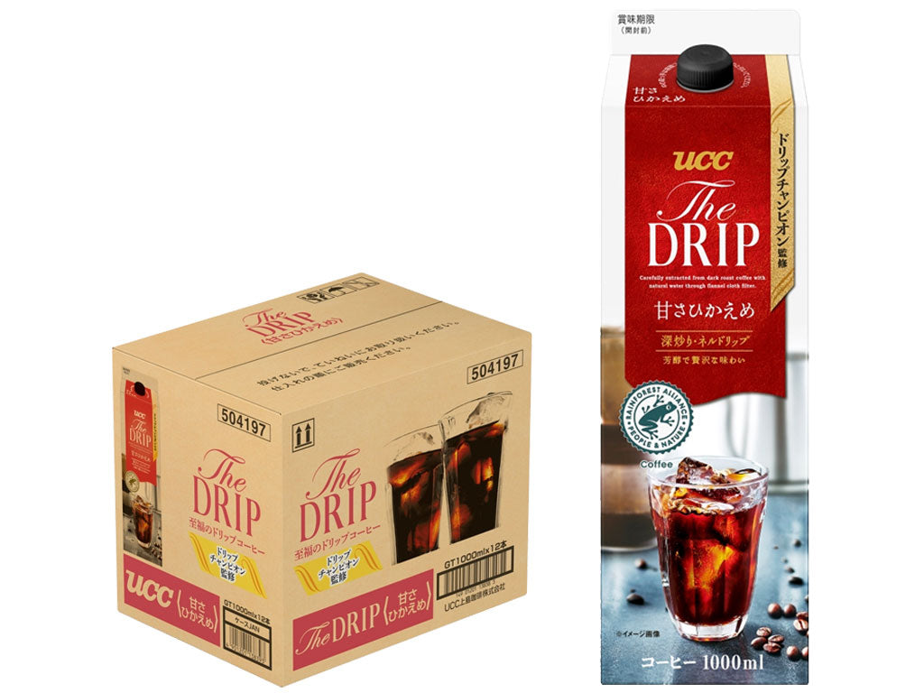 【送料無料】UCC 上島珈琲 THE DRIP 甘さひかえめ 1000ml 1L×12本