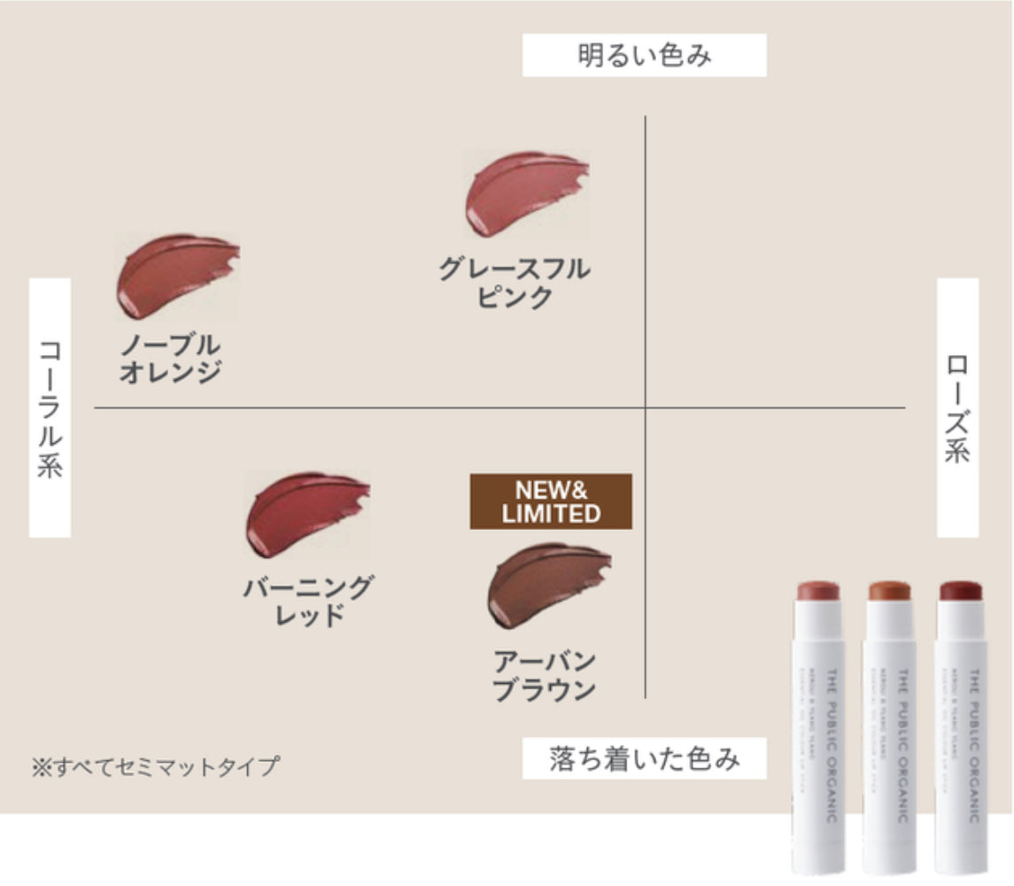 2名様限定　2個セット　ザ パブリック オーガニック(THE PUBLIC ORGANIC)　スーパーフェミニンＧカラーリップスティック グレースフルピンク