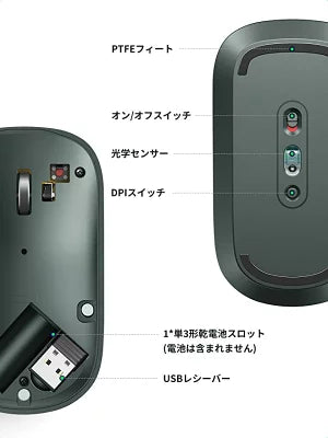 [UGREEN] 無線ワイヤレスマウス グリーン