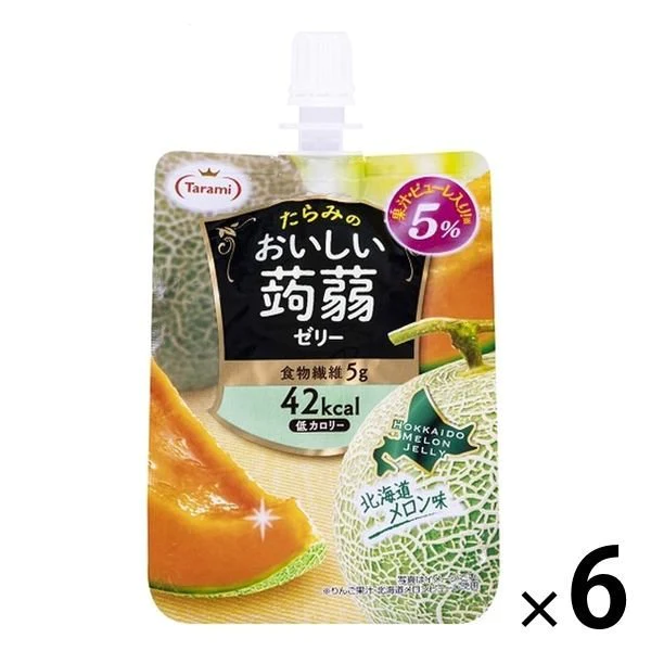 【たっぷり6個！】たらみ おいしい蒟蒻ゼリー 北海道メロン味　※