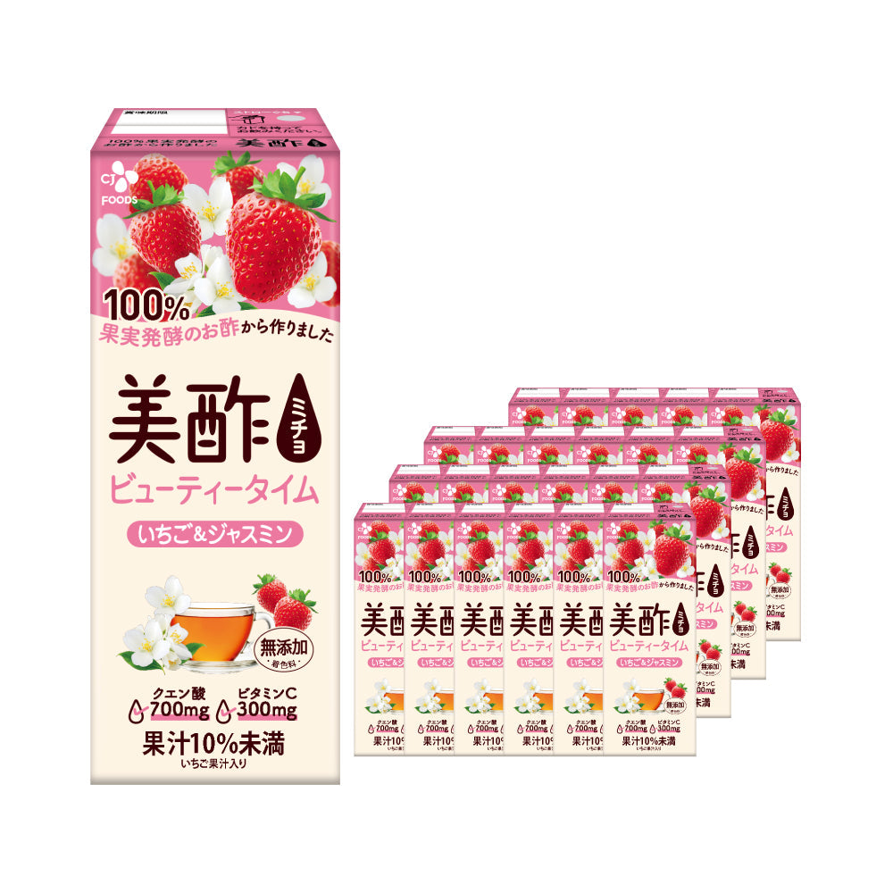 美酢ビューティータイム　いちご＆ジャスミン 200mL 24本セット　ストレートタイプ　みちょ　ミチョ　お弁当やリフレッシュタイムに！　飲む酢