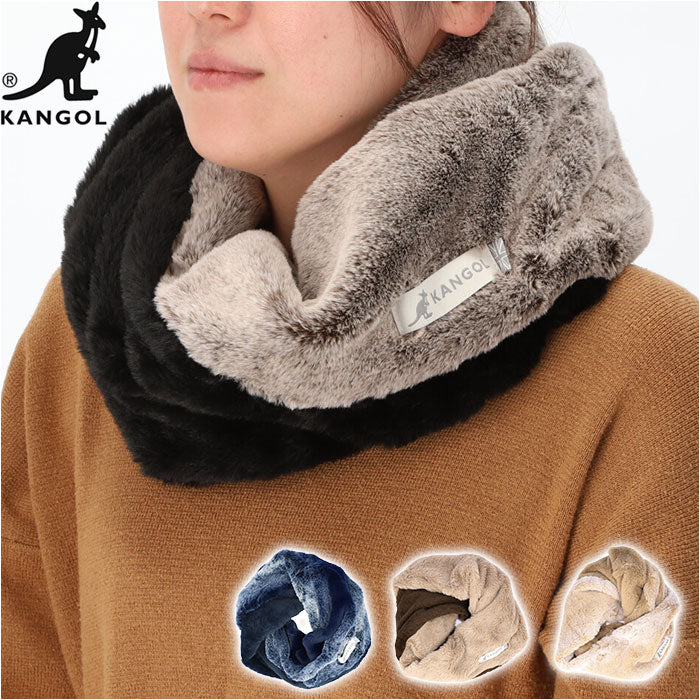 【BLACK】 カンゴール スヌード KANGOL 通販 配色スヌード レディース ネックウォーマー おしゃれ ブランド マフラー 大人 可愛い かわいい シンプル 無地 ボア 通勤 通学 ギフト カンガルー 雑貨