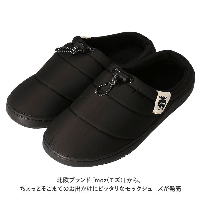 【ブラック・Mサイズ(23.5cm)】 moz モックシューズ 通販 モズ シューズ スリッパ サンダル サボサンダル サボ スリッポン 秋 冬 暖かい キルティング 冬用サンダル 防寒 冬用 かわいい お出かけ 外履き アウトドア
