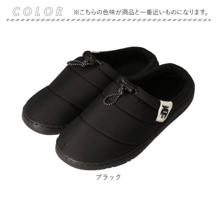 【ブラック・Mサイズ(23.5cm)】 moz モックシューズ 通販 モズ シューズ スリッパ サンダル サボサンダル サボ スリッポン 秋 冬 暖かい キルティング 冬用サンダル 防寒 冬用 かわいい お出かけ 外履き アウトドア