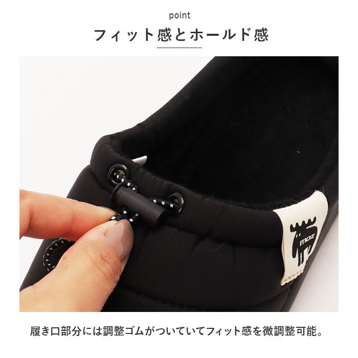 【ブラック・Mサイズ(23.5cm)】 moz モックシューズ 通販 モズ シューズ スリッパ サンダル サボサンダル サボ スリッポン 秋 冬 暖かい キルティング 冬用サンダル 防寒 冬用 かわいい お出かけ 外履き アウトドア