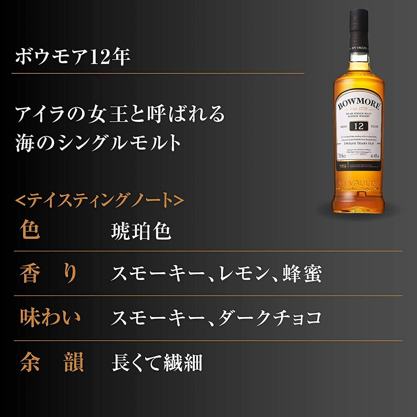 シングルモルトの歩き方【グラス付き】ボウモア 12年 700ml 1本【6本まで1個口配送可能】whisky_YBW12