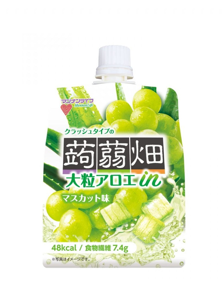 【送料無料】マンナンライフ 大粒アロエin クラッシュタイプの蒟蒻畑 マスカット味 150g×6個入×4箱