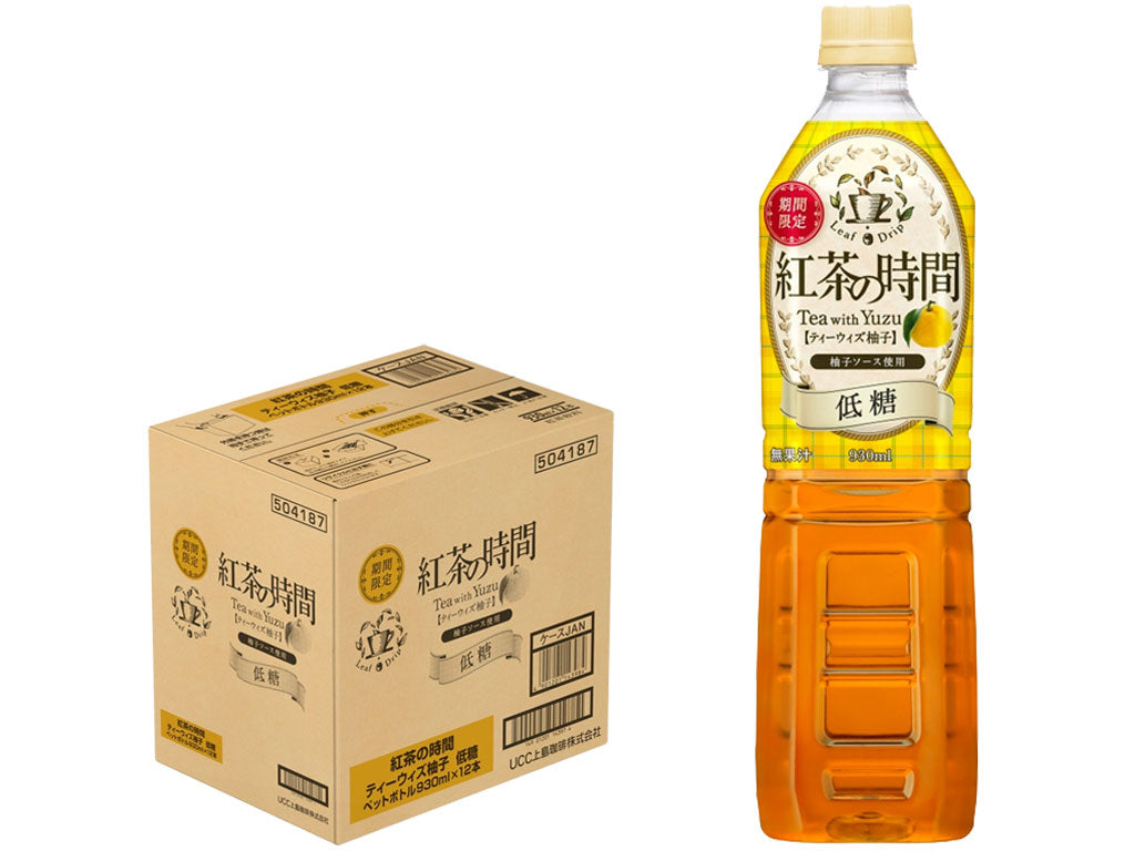 【送料無料】UCC 紅茶の時間 ティーウィズ柚子 低糖 930ml×1ケース／12本