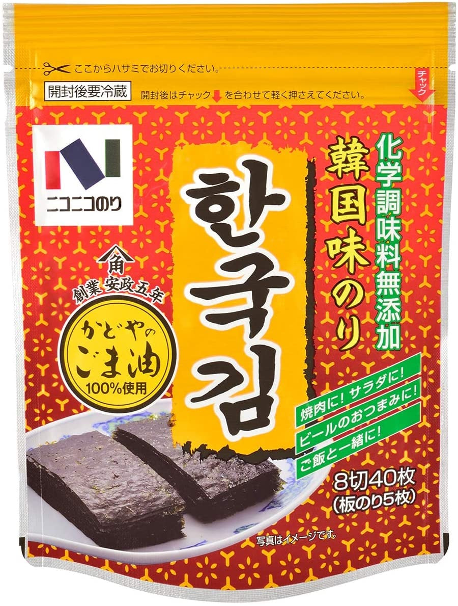 【送料無料】ニコニコのり 韓国味のり ８切４０枚×10袋