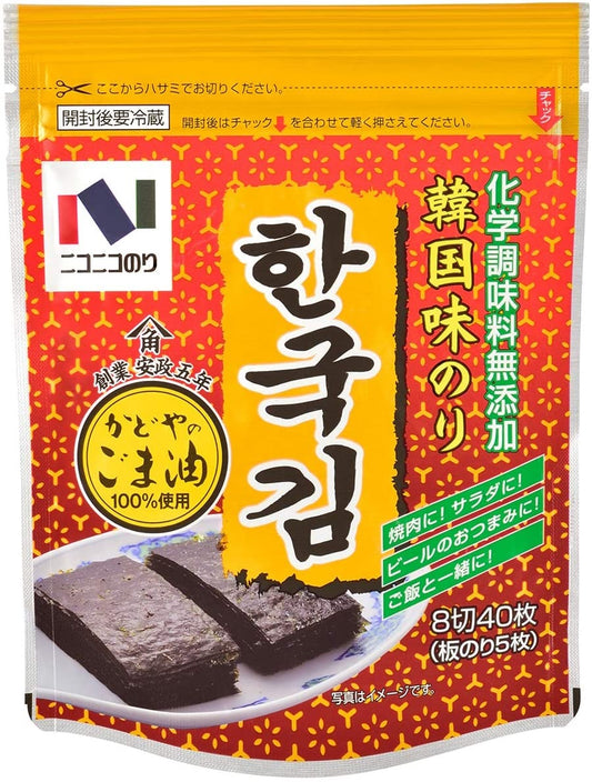 【送料無料】ニコニコのり 韓国味のり ８切４０枚×10袋