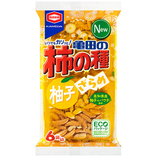 【送料無料】亀田製菓 亀田の柿の種 柚子ざらめ 131ｇ（6袋詰）×24袋（2ケース）