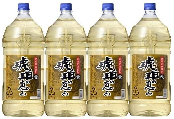 【送料無料】若松酒造 熟成貯蔵 麦焼酎 琥珀の恵み 25度 4000ml 4L×4本 【北海道・東北・四国・九州・沖縄県は必ず送料がかかります】