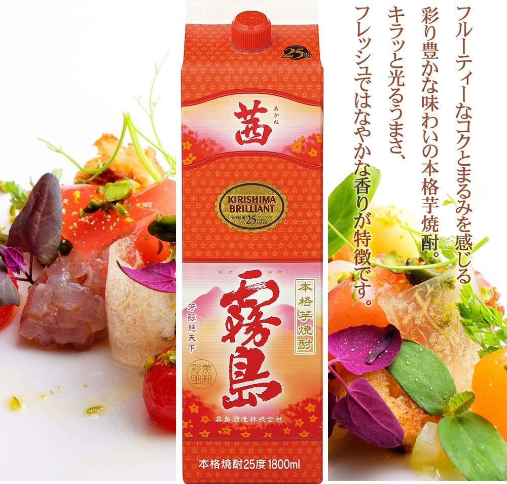 霧島酒造 茜霧島 25度 パック 1800ml 1.8L 1本【12本まで1個口配送可能】