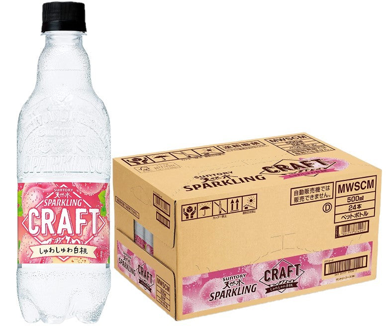 【送料無料】天然水スパークリングＣＲＡＦＴしゅわしゅわ白桃 500ml×1ケース/24本
