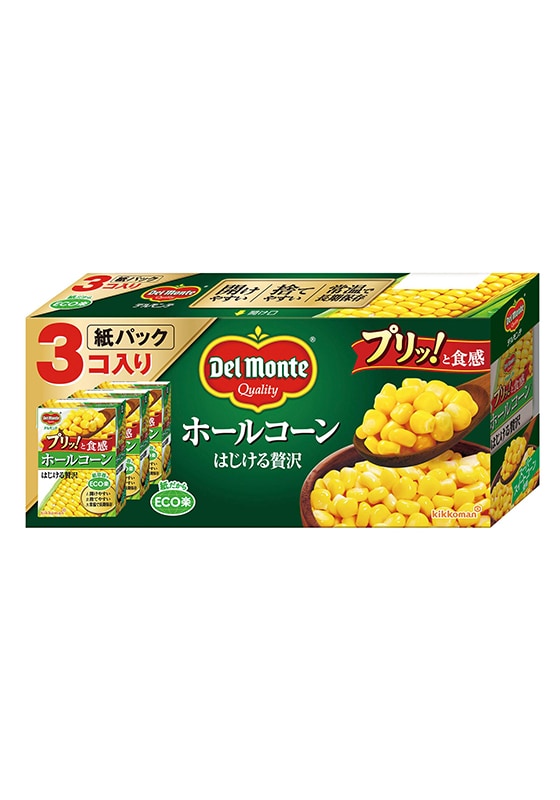 【送料無料】デルモンテ ホールコーン はじける贅沢 190g×3個パック×8個（1ケース）