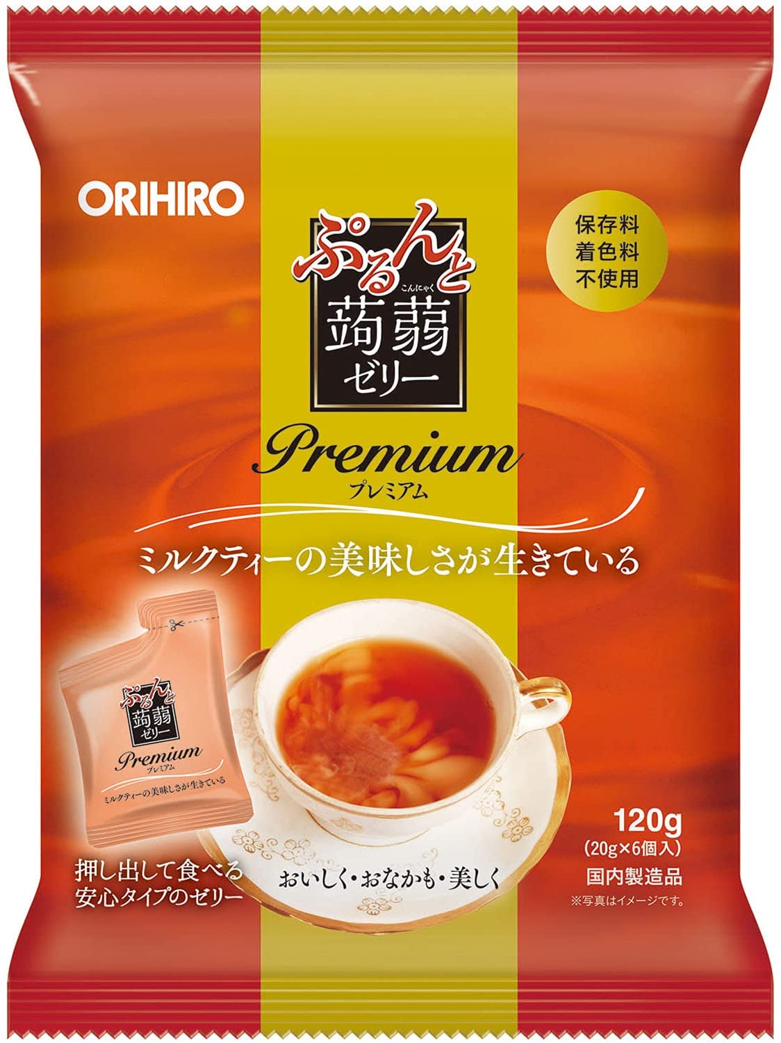 【送料無料】オリヒロプランデュ ぷるんと蒟蒻ゼリーパウチ プレミアム ミルクティー [20gパウチ×6個入]×48袋