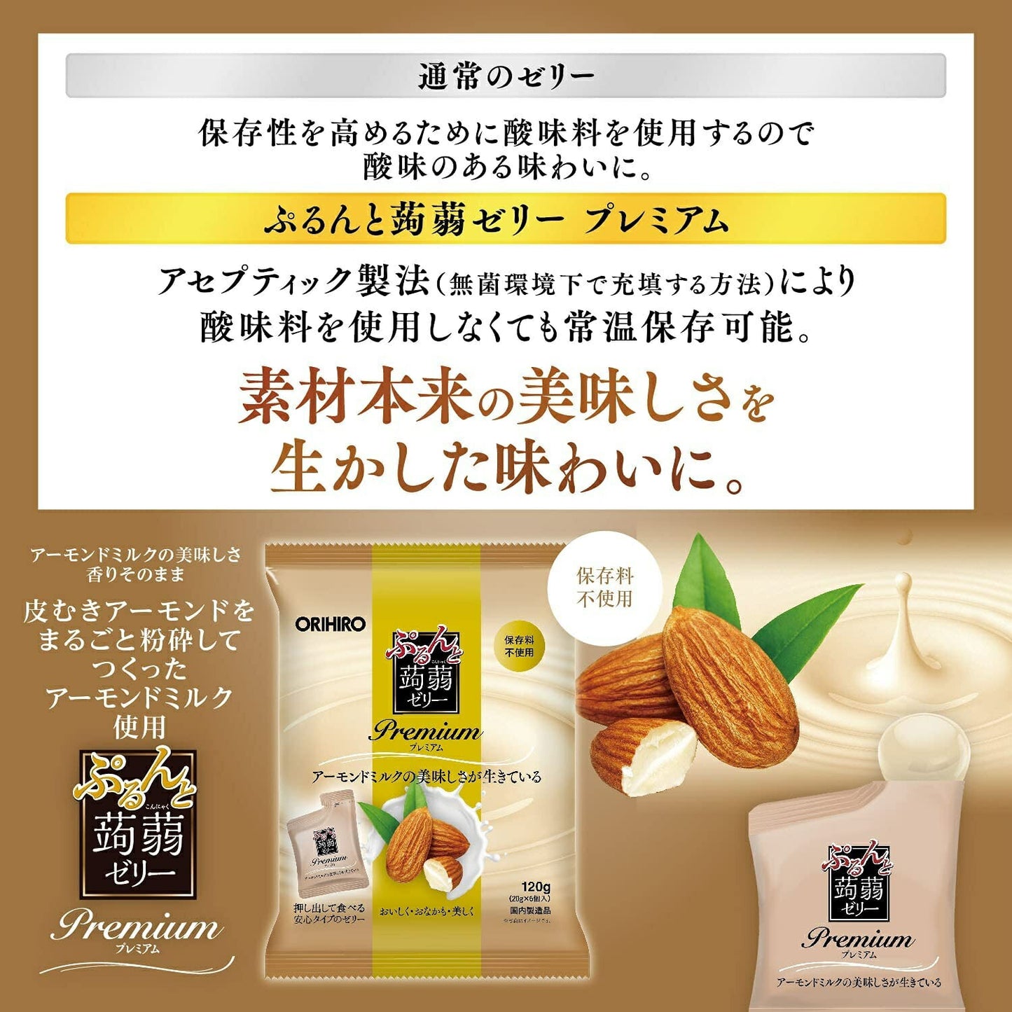 【送料無料】オリヒロプランデュ ぷるんと蒟蒻ゼリーパウチ プレミアム アーモンドミルク [20gパウチ×6個入]×48袋