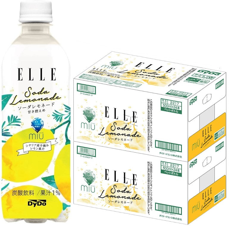 【送料無料】【炭酸水】ダイドードリンコ ELLE×ミウ ソーダレモネード 500ml×48本