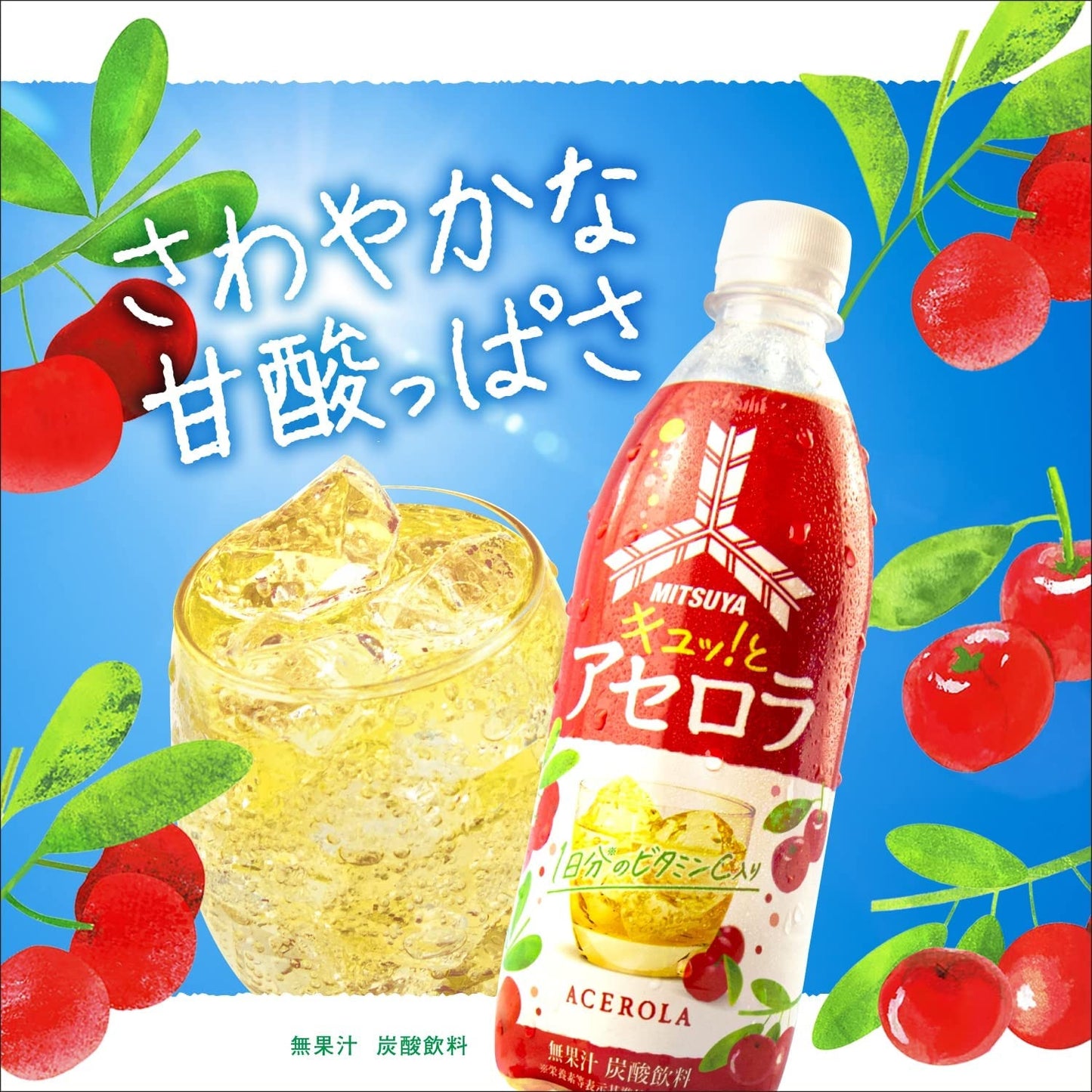【送料無料】アサヒ飲料 三ツ矢 キュッ！と アセロラ 500ml×2ケース/48本