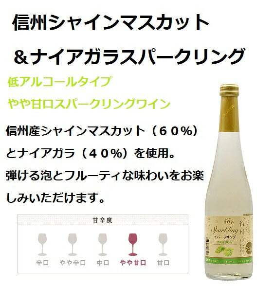 【送料無料】アルプス 信州シャインマスカット＆ナイアガラスパークリング 500ml×12本【本州(一部地域を除く)は送料無料】