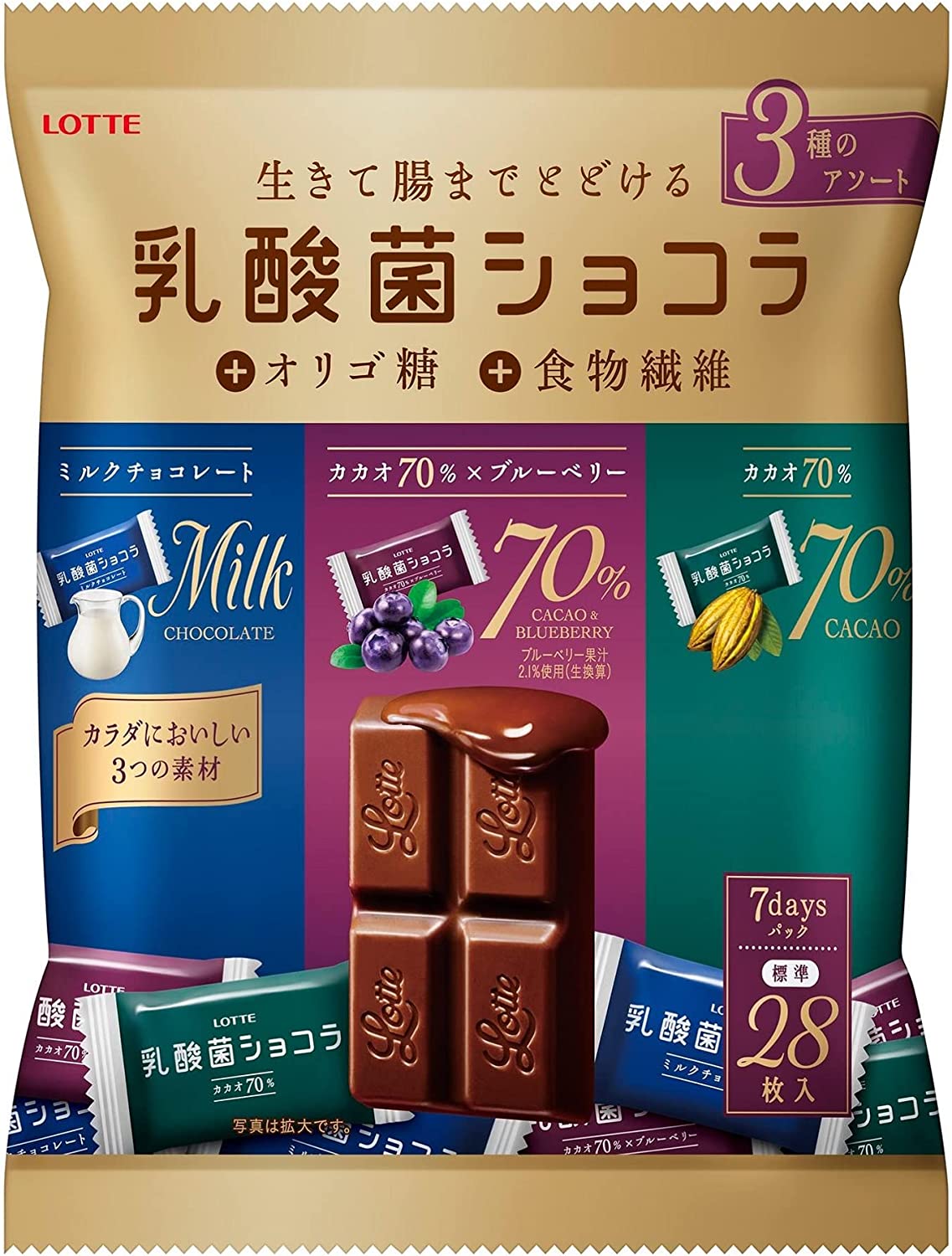 【送料無料】ロッテ 乳酸菌ショコラ 3種アソートパック 112g 2ケース/36個