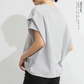 【SUPER在庫処分市】ショルダータックTシャツ（白地杢グレーボーダー/FREEサイズ）