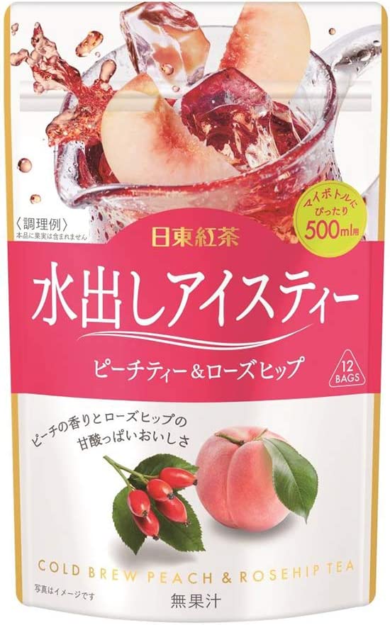 【送料無料】日東紅茶 水出しアイスティー ピーチティー&ローズヒップ 12袋入×6個