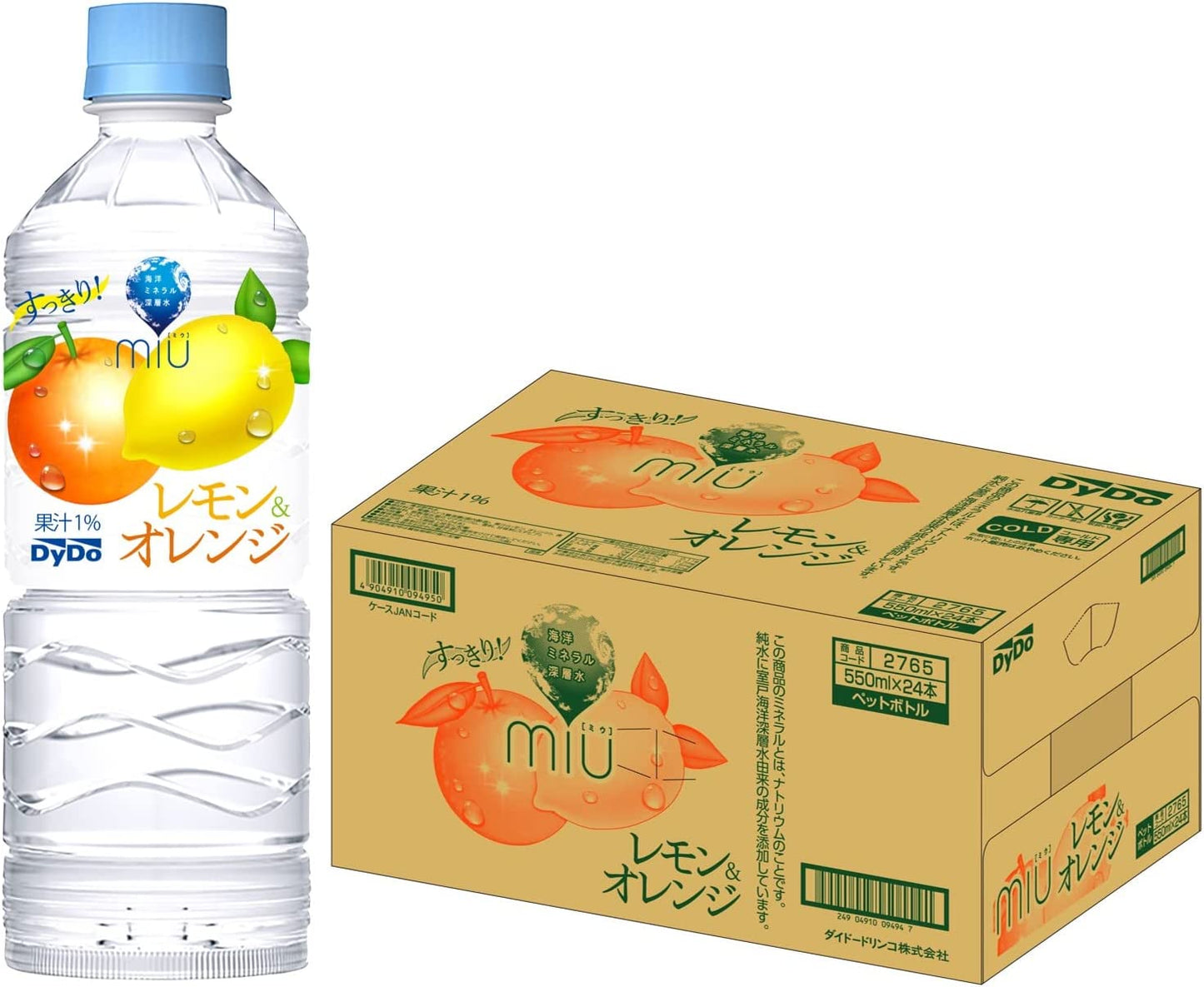 【送料無料】DyDo ダイドー ミウ レモン＆オレンジ 550ml×1ケース/24本