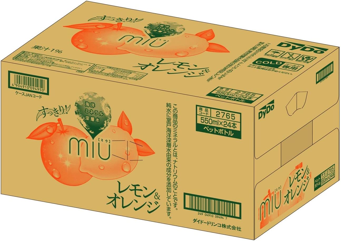 【送料無料】DyDo ダイドー ミウ レモン＆オレンジ 550ml×1ケース/24本