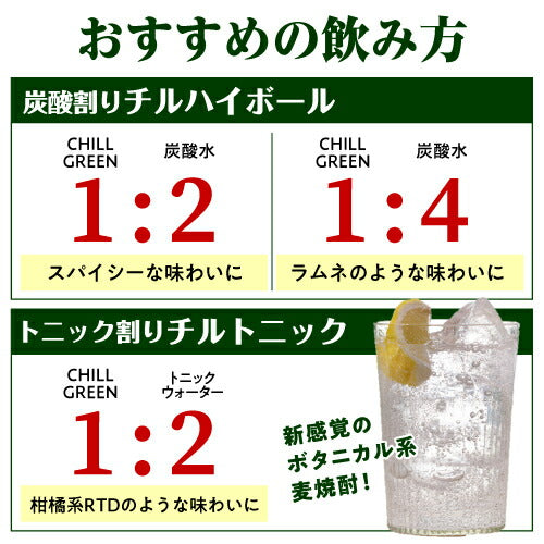 濱田酒造 ボタニカル系 麦焼酎 CHILL GREEN spicy&citrus 25度 720ml 1本【ご注文は12本まで同梱可能】