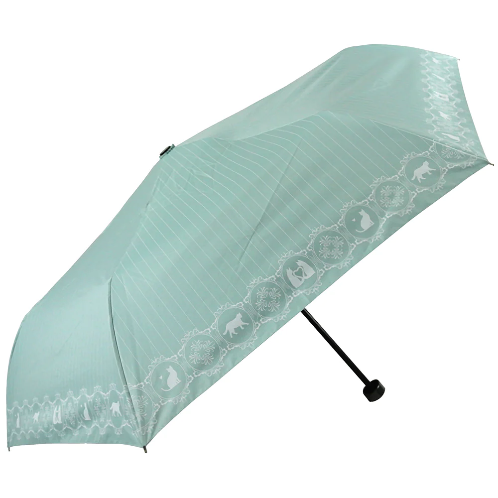 【エレガントキャット/サックス・50cm】 日傘 晴雨兼用 折りたたみ 通販 晴雨兼用傘 折りたたみ傘 折り畳み傘 レディース おしゃれ 大人 かわいい シンプル UVカット 99%以上 UPF50+ 遮光 雨晴兼用 50cm 55cm