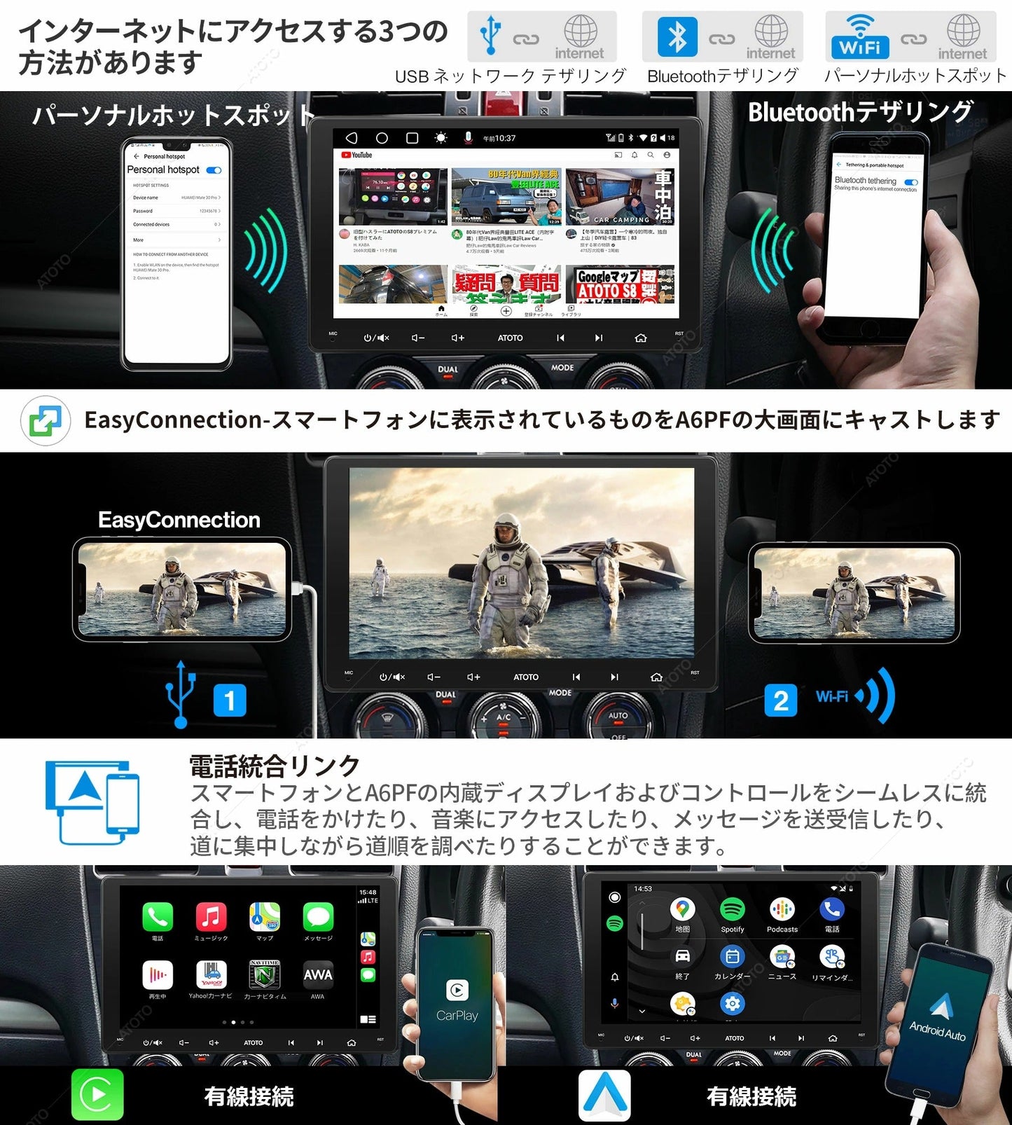 【ATOTO公式 A6G209PF 9インチ カーナビ】atoto a6 最新型カーナビ 2din Android カーナビ タッチスクリーン カーナビゲーション ナビゲーション オーディオ一 ナビ carplay Bluetooth みちびき対応 ハンズフリー 車載カーナビ カー製品 atoto a6 カーナビ 父の日