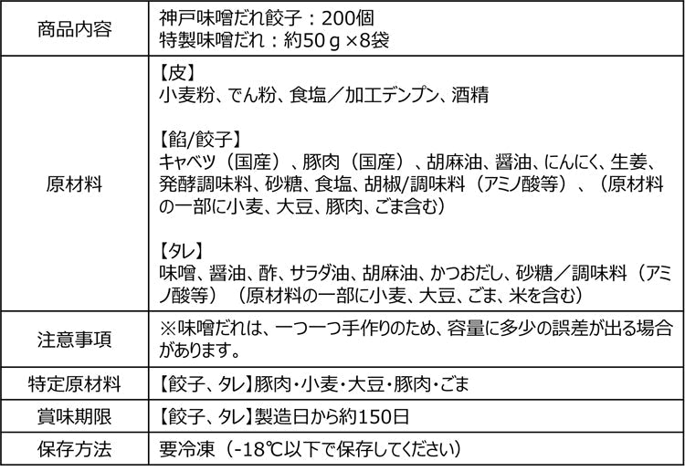 イチロー餃子の神戸味噌だれ餃子200個セット