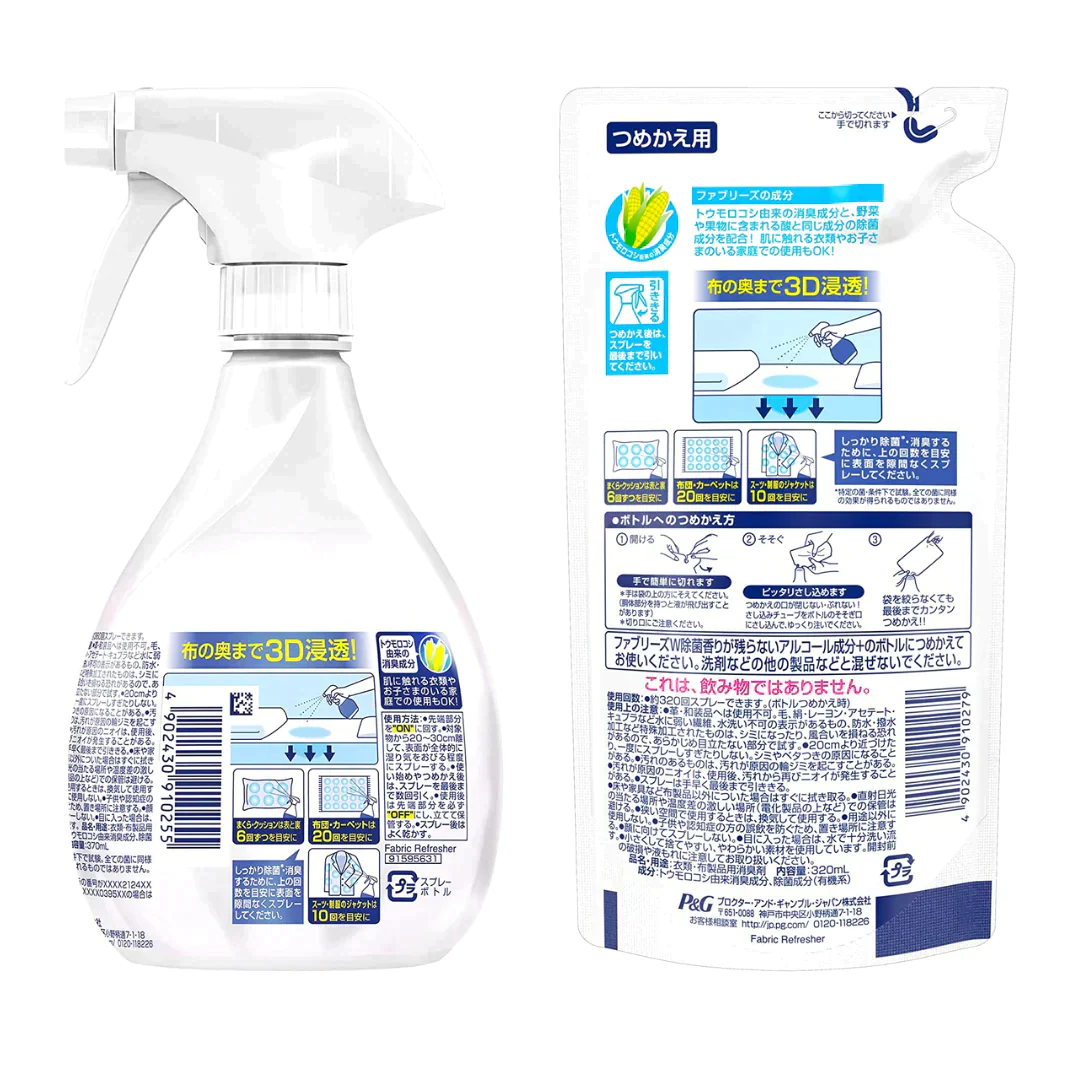 【超得ハイパーSALE】[2種4点]ファブリーズ W除菌 + ウイルス除去 無香料 本体・詰替セット